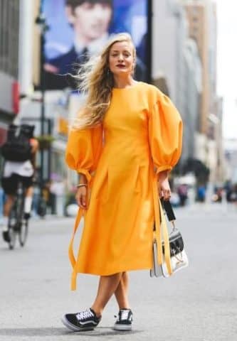 street style yellow dress