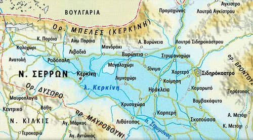 Χάρτης του Νομού Σερρών Άνω Πορόια