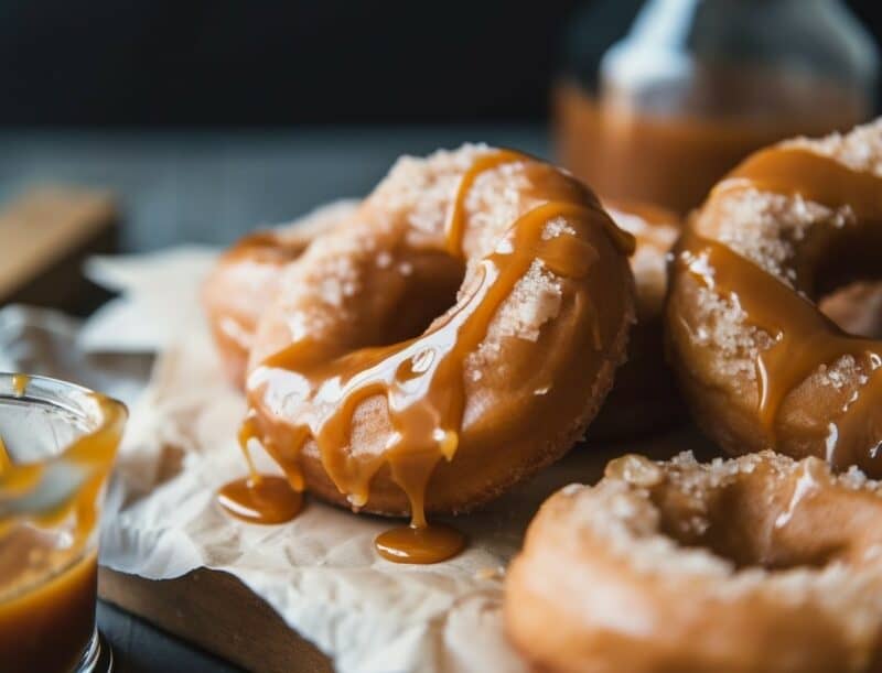 vegan donuts με επικάλυψη αλατισμένης καραμέλας
