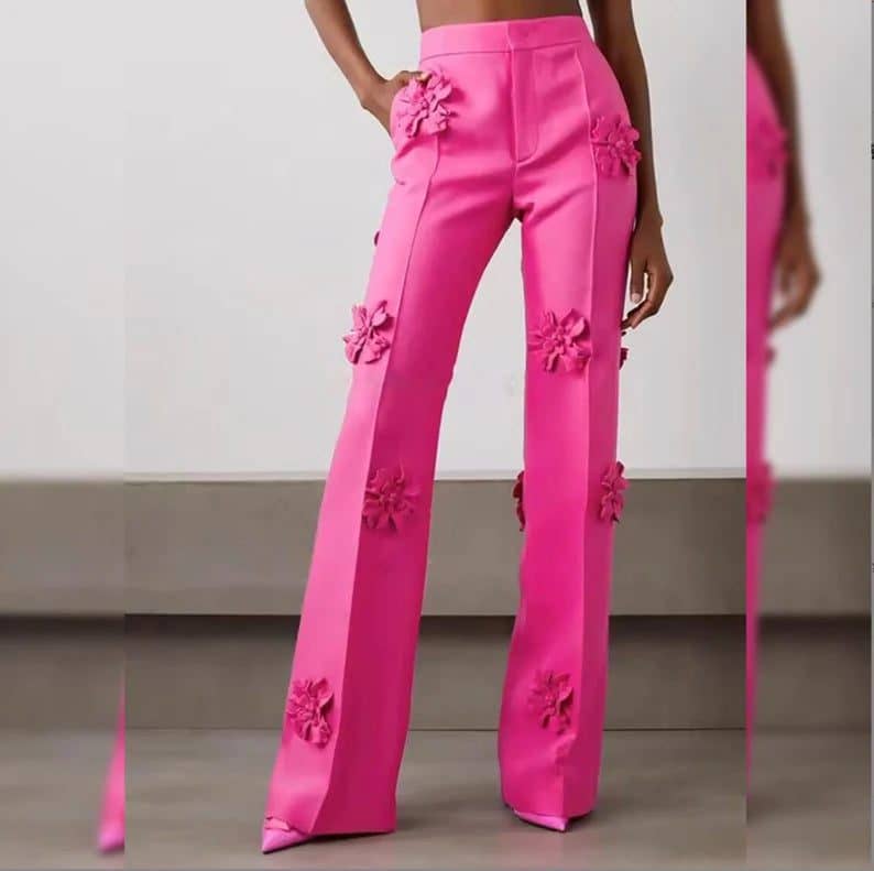 3d flowers pants