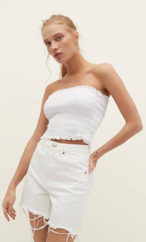White denim shorts
