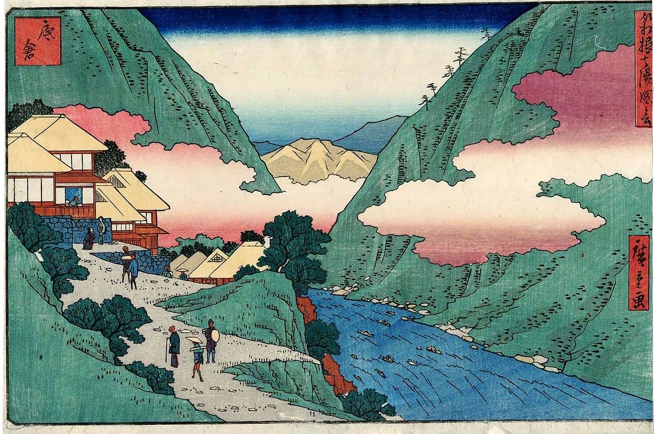 Sokokura, ιαπωνικό τοπίο ukiyo-e ζωγραφισμένο από τον Utagawa Hiroshige.