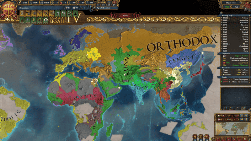 Θρησκευτικός Χάρτης Europa Universalis IV παιχνίδι στρατηγικής από την Paradox Interactive