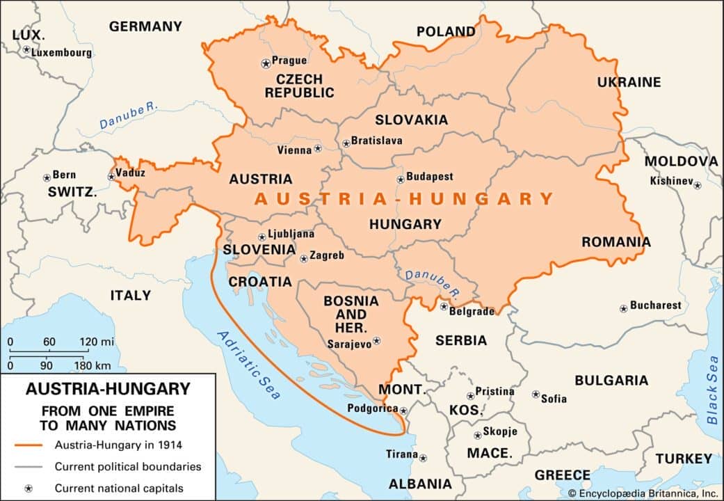 Πηγή εικόνας: britannica.com | Χάρτης της Αυστροουγγαρίας