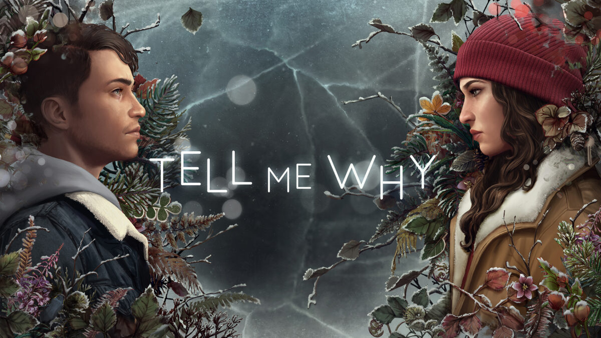 Tell me Why - Home screen παιχνιδιού απεικονίζοντας τους δύο πρωταγωνιστές δεξιά και αριστερά