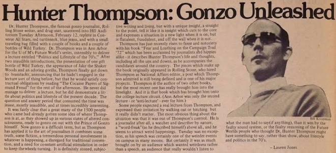 Gonzo Journalism, Hunter Thompson