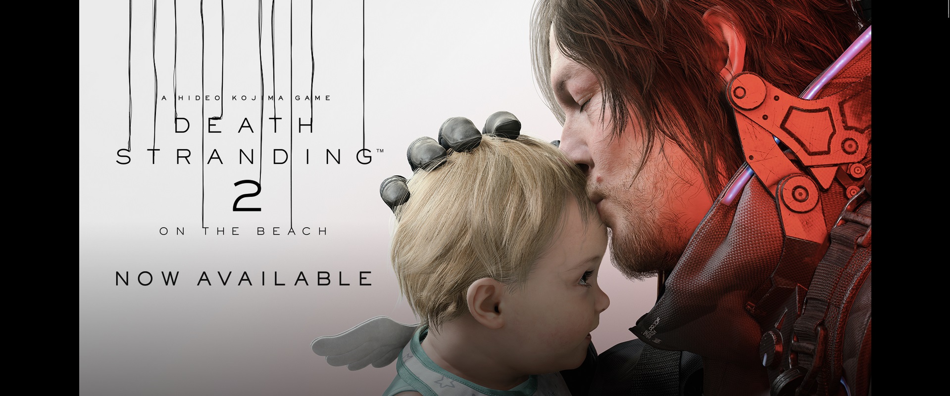 Ο πρωταγωνιστής στέκεται στα δεξιά και φιλά το κεφάλι ενός μικρού ξανθού μωρού. Στα αριστερά αναγράφεται ο τίτλος του παιχνιδιού με μαύρα γράμματα