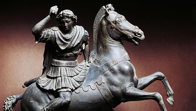 Ο Αλέξανδρος ο Μέγας εικονίζεται πάνω στο άλογό του.